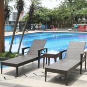 户外躺床室外花园庭院阳台游泳池休闲太阳床藤编躺椅露天沙滩家具