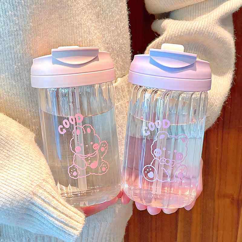 双饮高颜值清新可爱健身玻璃水杯防摔高硼硅玻璃杯玻璃杯杯水杯女