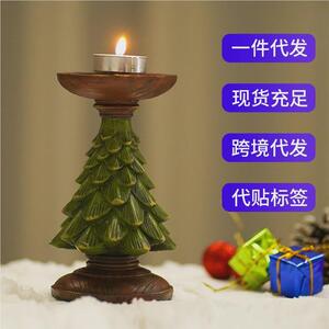 跨境圣诞树蜡台摆件欧烛圣RZW112诞式节家居客厅面圣桌诞装饰树脂