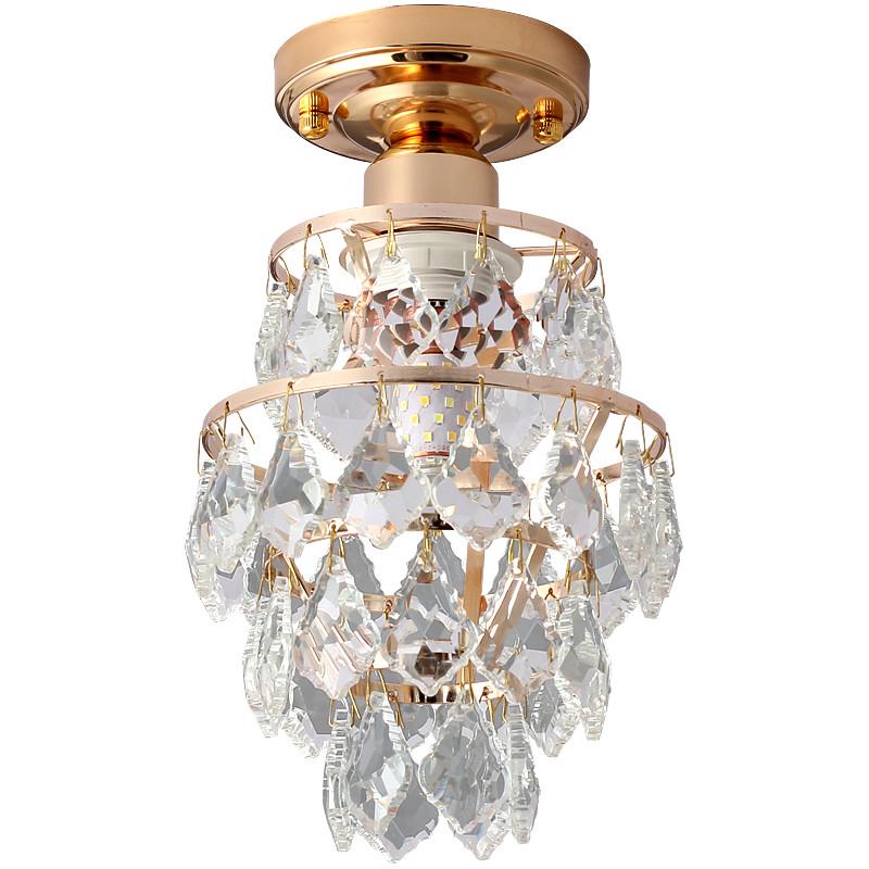 欧式轻奢美式小水晶吸顶灯过道走廊玄关后现代入户法式吸顶灯