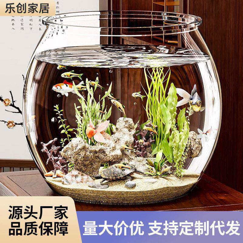 透明塑料鱼缸水族箱微景观造景耐碰耐摔不破公室观赏乌龟缸