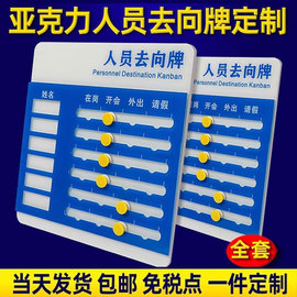 工作人员去向牌定制员工岗位牌在岗指示牌照片，可更换动向通知，牌办公室人员岗位去向牌出勤牌去向板