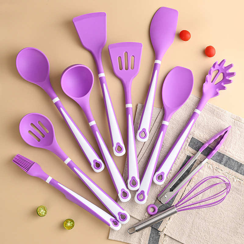 硅胶厨具12件套硅胶厨具套装创意烹饪铲勺硅胶锅铲全套厨房用具