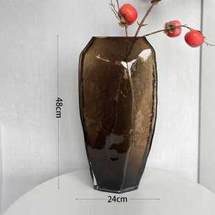 摆件花瓶干花花装饰精美现代手工玻璃简约落地玄关客厅北欧器风格