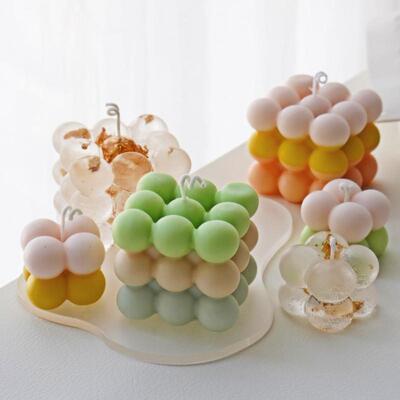 3D Bubble Cube Candle Silicone Mold Set DIY Flower Cloud Soa