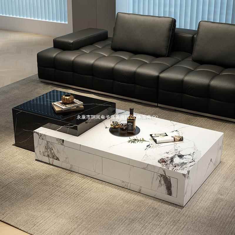 客厅茶几茶几现代简约长方形感家用组合网红轻奢意式极简岩板