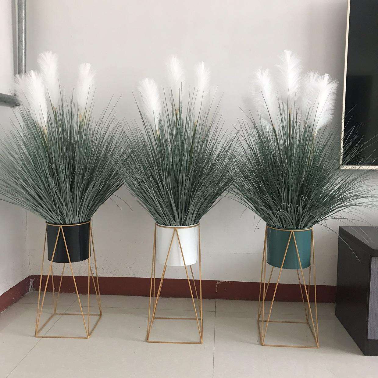 仿真花芦苇草假狗尾巴草套装大花头网红客厅摆件北欧大型落地道具
