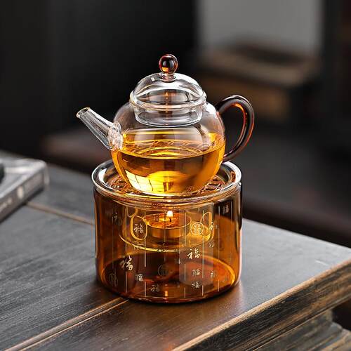满水324234福茶器耐玻璃蒸茶壶提梁烧壶高硼温热硅玻璃