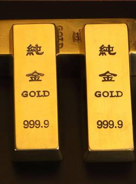 黄铜仿真金条实心黄铜金砖摆件元宝家居客厅店铺装饰开业乔迁