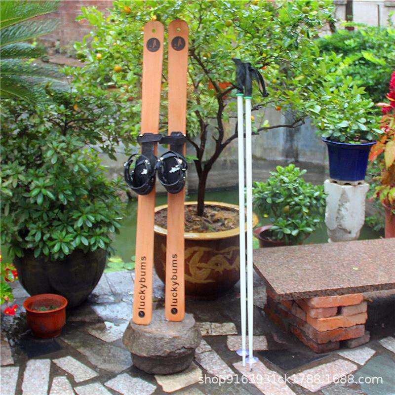 水曲柳原木质成人滑雪板单板双板套装滑雪雪板橱窗展示儿童雪橇板