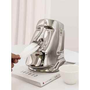 斯堪 流行饰品摩埃石 纳维亚无障碍豪华创意石肖像纸巾盒现代风格