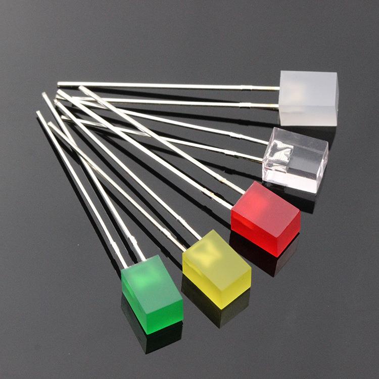 ED发光二管5X57Xmm方形长脚短GKS脚红蓝黄绿高亮直插LEDL指示极灯