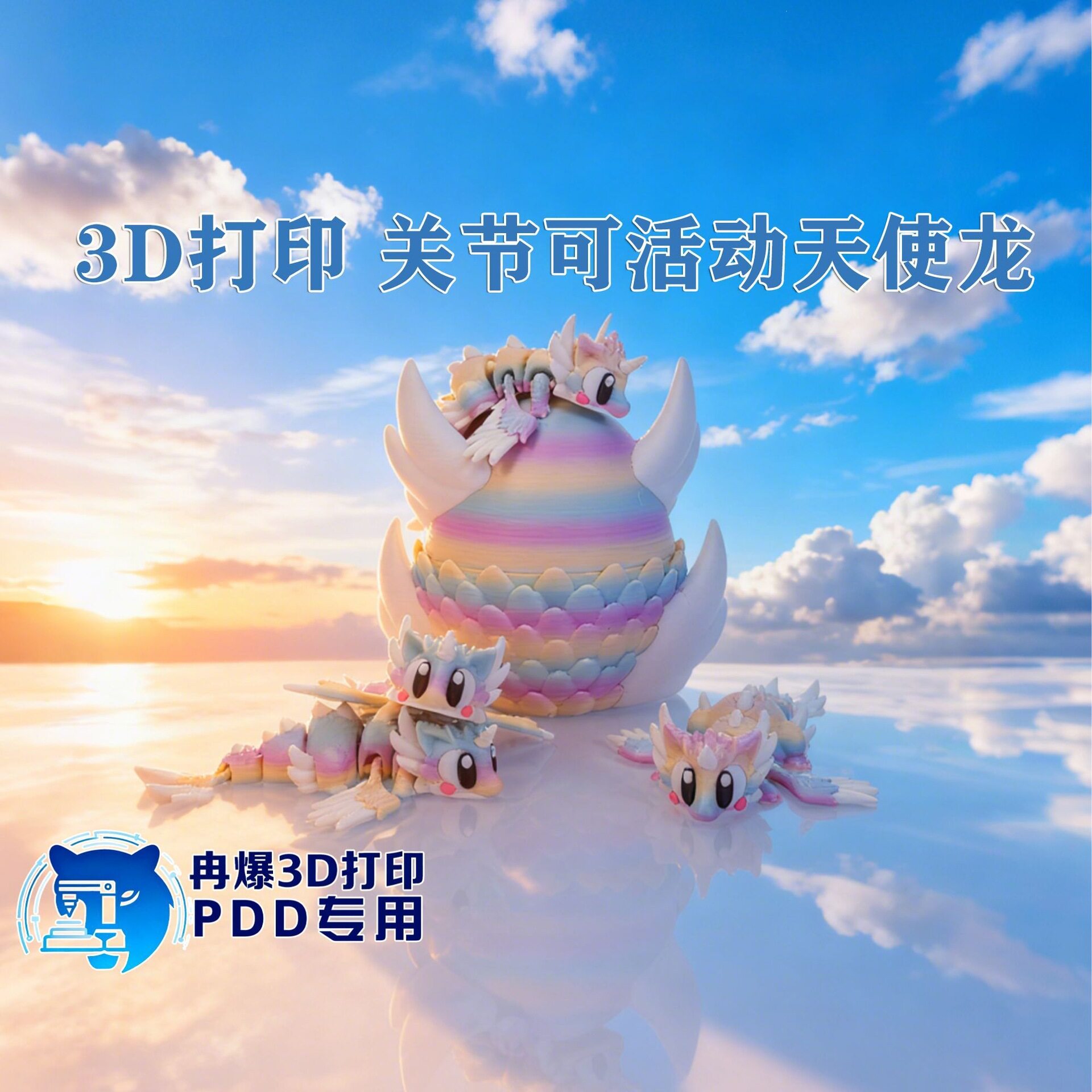 3D打印天使龙活动摆件布景手办创意玩具可爱玩具娃娃恐龙摆件龙蛋