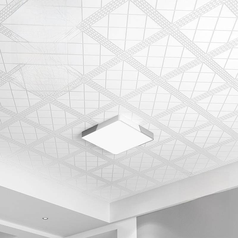 3D天花板安装的屋顶壁纸卧室和客厅白色立体声顶部菱形背景壁纸