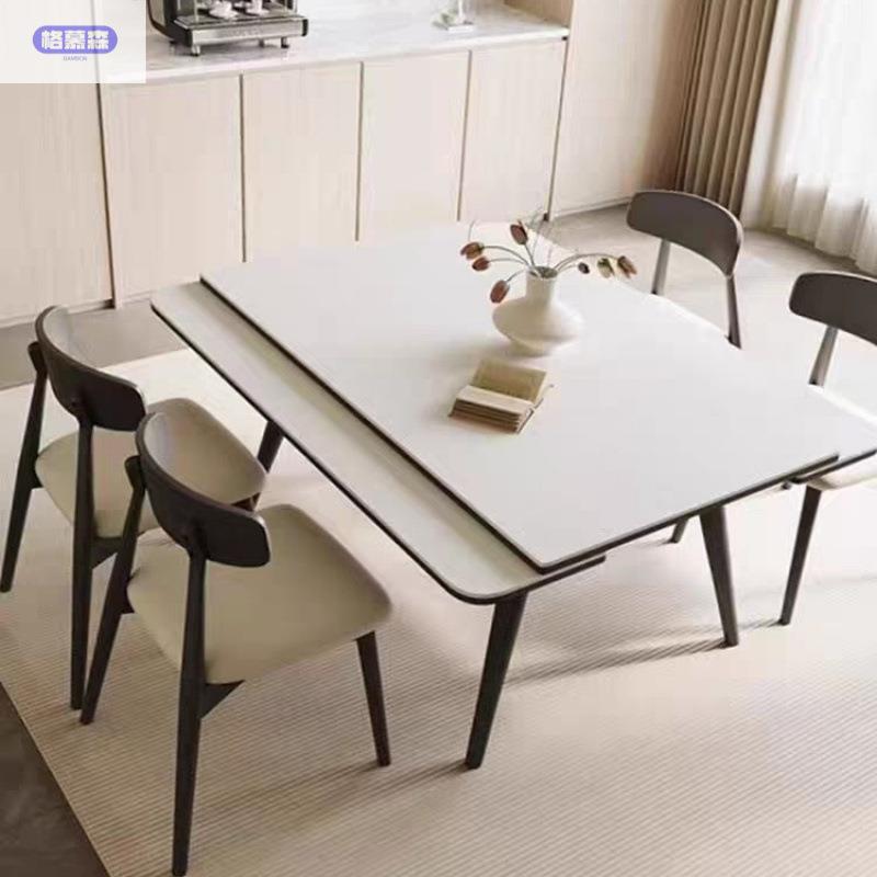 现代简约实木餐桌极简时尚折叠伸缩餐桌椅桌子组合家用方圆小户型