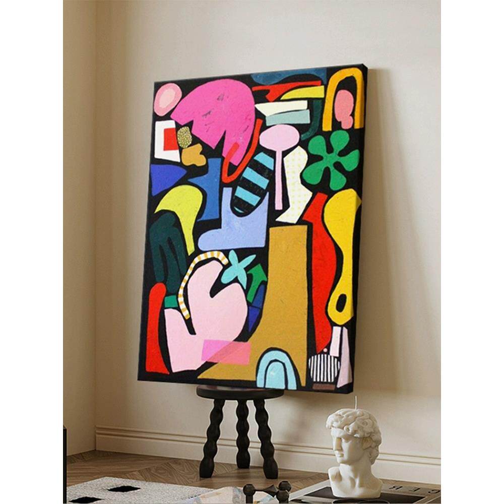 意式极简玄关装饰画涂鸦色块肌理画客厅抽象小众艺术挂画餐厅壁画