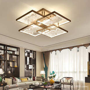 新中式 客厅主灯LED吸顶灯卧室房间灯简约现代超亮长方形灯具套餐
