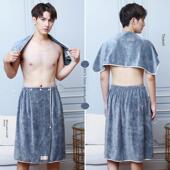 男士 加大防走光洗澡可穿可裹浴巾柔软超吸水加长女抹胸浴裙不掉毛