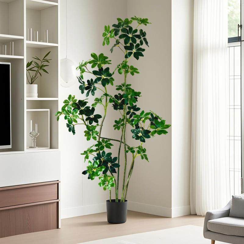 高端轻奢仿真绿植 仿真鸭脚木 室内客厅落地装饰盆栽仿生植物造景
