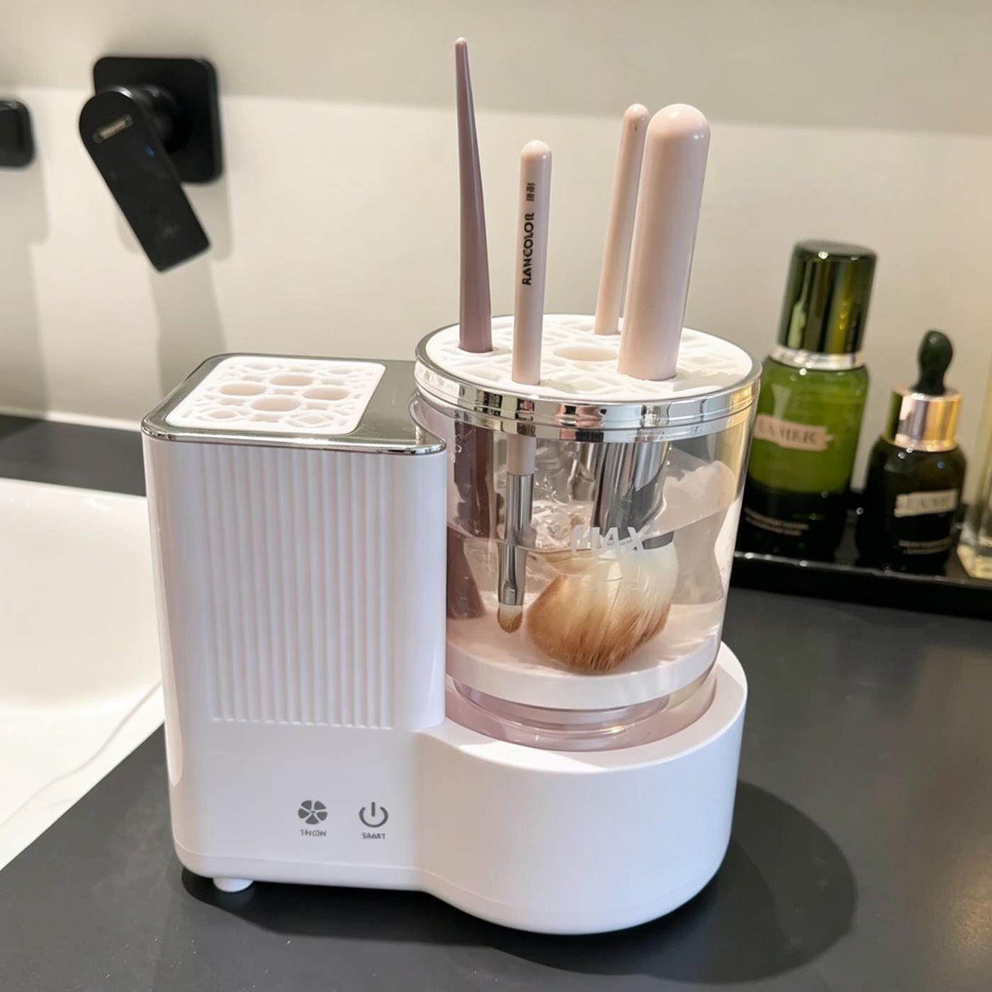 高颜值化妆刷电动旋转清洗器可携式洗烘一体清洁粉扑器清洗风干器