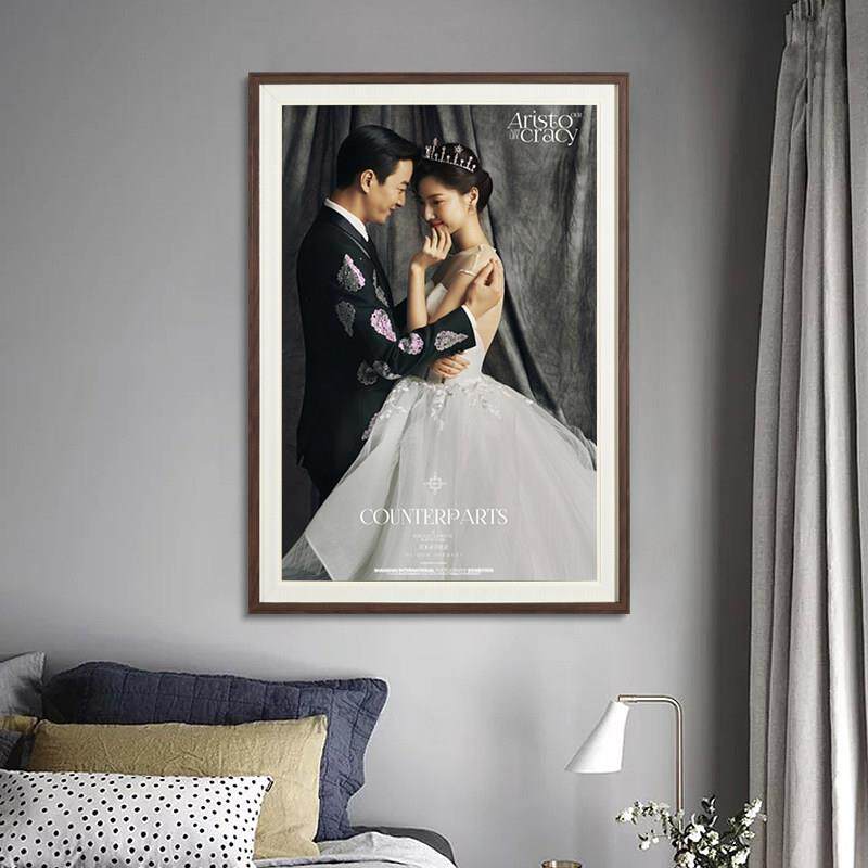 婚纱摄影照放大相片框画 画框挂墙洗结婚照片加相框定制装裱24寸3