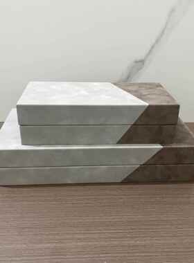 ZJO纳现代软装工艺品PU皮妆拼收盒衣帽间梳台样板房创意摆件储物