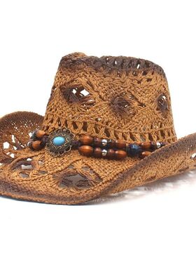Stunning Ladies Straw Cowboy Hat Classic Western Style