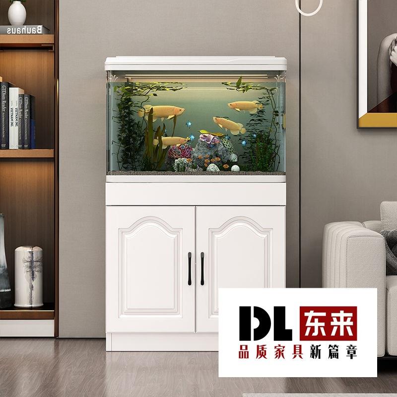 鱼缸一体柜带隔层家用落地中型热弯免换水桌面造景玻璃生态水族箱