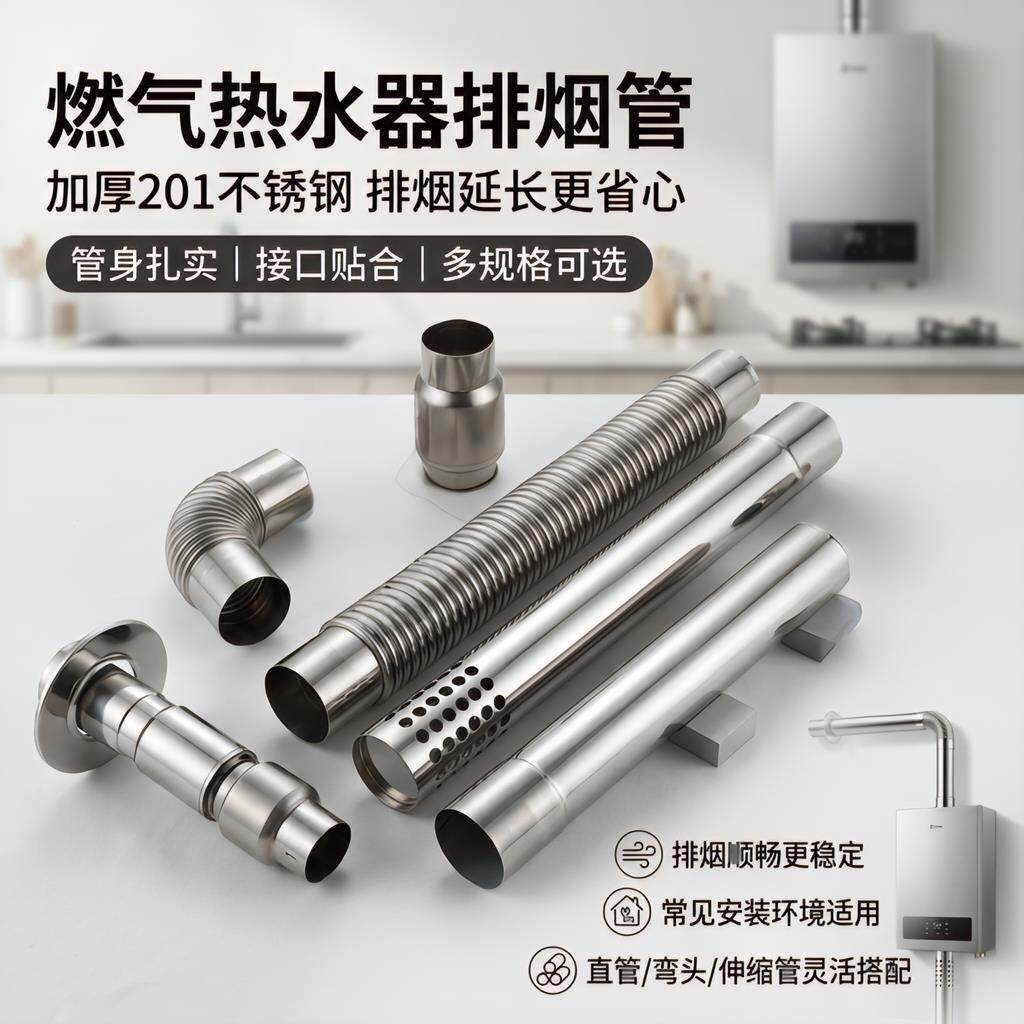 燃气热水器排烟管201加厚不锈钢强排延长烟囱管道弯头配件安装款