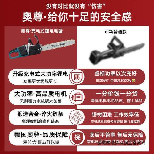 电锯子锯树家用伐木砍树户外多功能充电手提式大马力锂电链锯