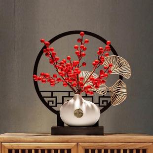 新年春节电视柜装 家居客厅轻奢玄关古风博古架 饰品腊梅摆件新中式