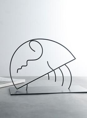 日本进口北欧现代抽象黑色金属线条摆件客厅玄关样板间酒店餐桌桌