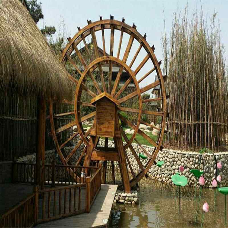防腐木水车脚踏水车龙骨水车景观水车架景区脚踏水车公园脚踏水车