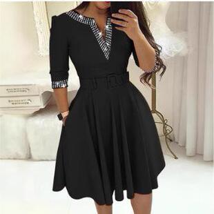 dress with long large and sleeved cinched Mid waist