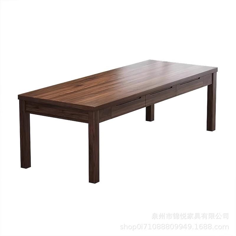南美黑胡桃木实木书桌带抽屉去客厅化大长桌家用工作台办公学习桌图片