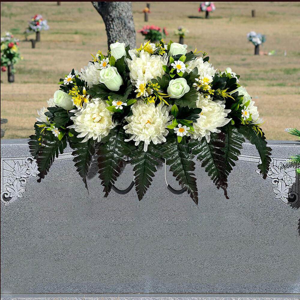 仿真花束菊花装饰户外墓碑花圈祭祀用品中秋菊碑头