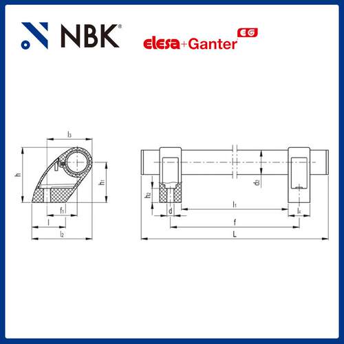 NBK ELESA M.1053-P-CLEAN 偏置型管状手柄 高科技聚合体 易清理