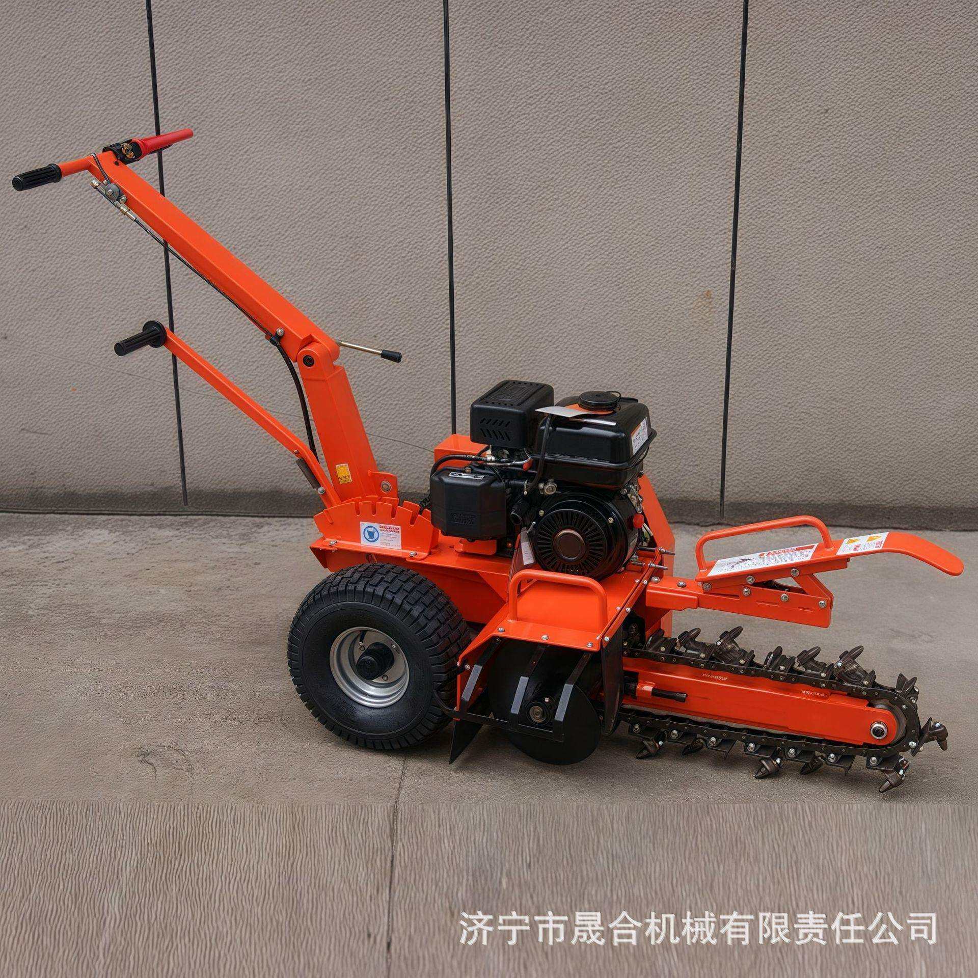 汽油手推式链条开沟机 出口供应大功率路面开沟机 农场水管开沟机