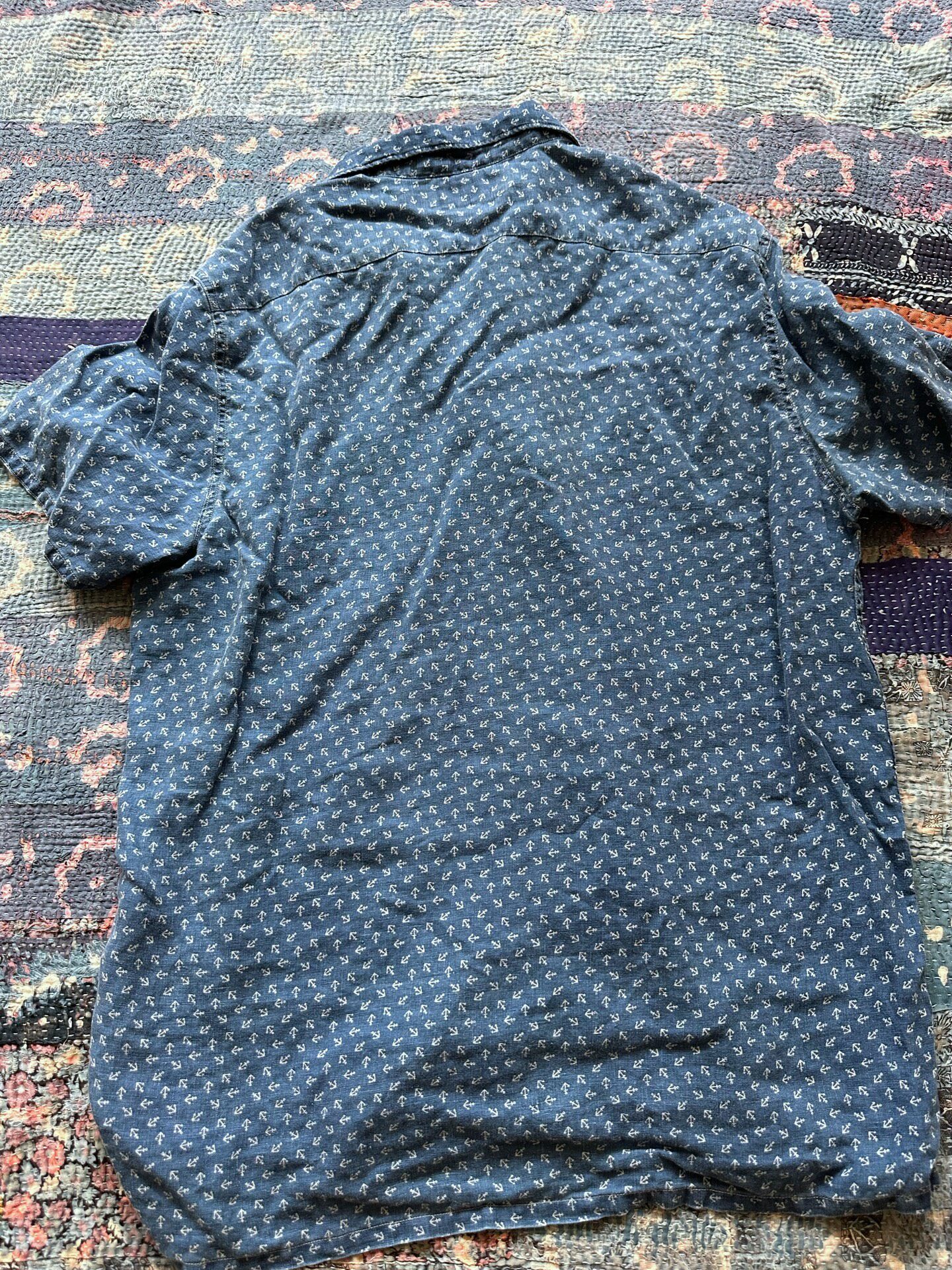 RRL Indigo Anchor Short-Sleeve Shirt — front