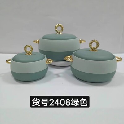 Food warmer热销3PCS 外贸保温盒1L-2L-3.5L /SET 金柄货号2408