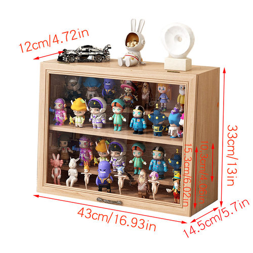 复古盲盒收纳盒桌面大容量小野造场景透明手办小痛柜展示架子