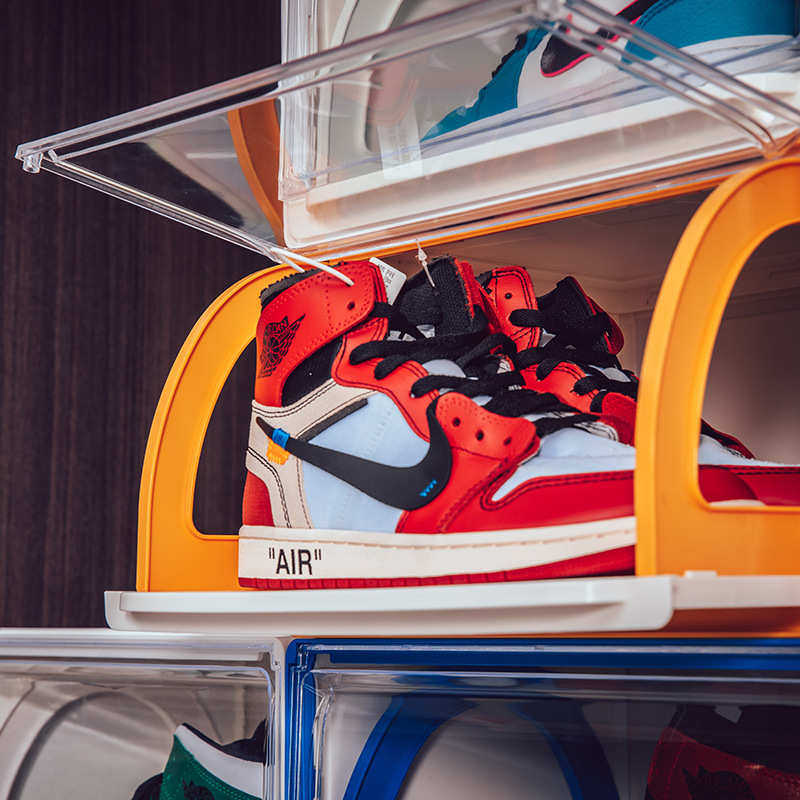 透明鞋盒塑料球鞋侧开磁吸网红鞋柜鞋墙加厚抽屉式鞋子收纳盒,居家布艺,收纳盒,淘宝优惠券,粉丝福利购,淘宝优惠卷