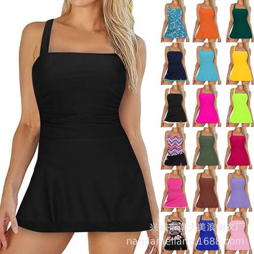 Women Vintage Beach Two Piece Tankini Swimsuits Swimdress