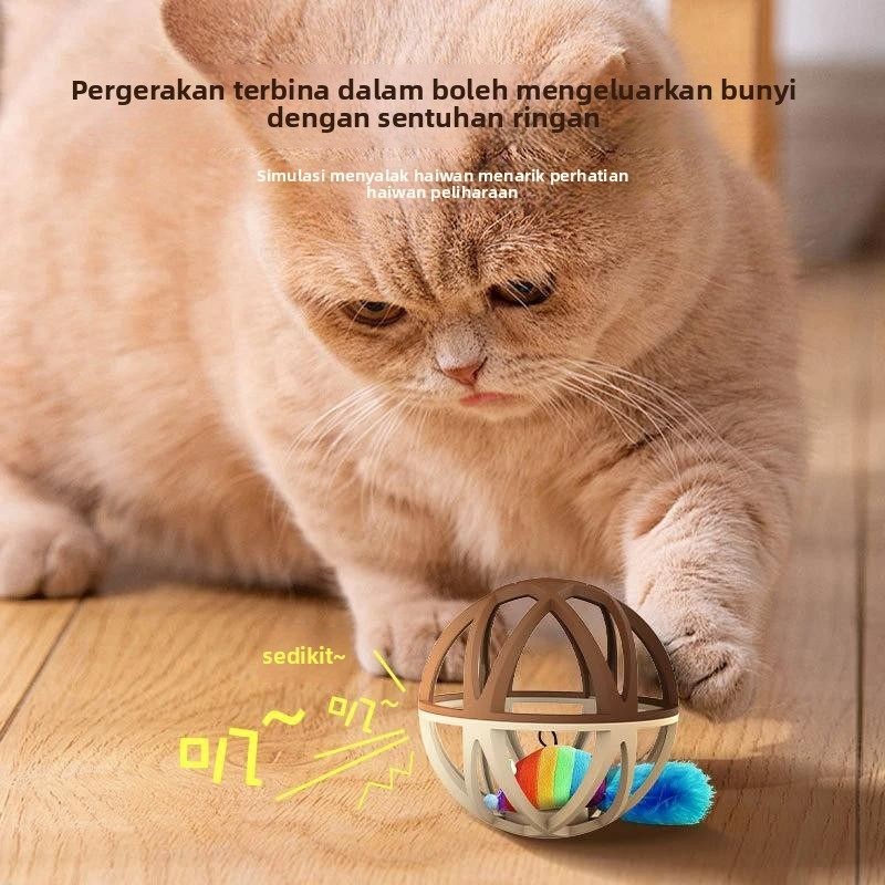 猫咪玩具发声笼中鼠猫自嗨解闷逗猫棒叫叫球躲猫猫宠物用品