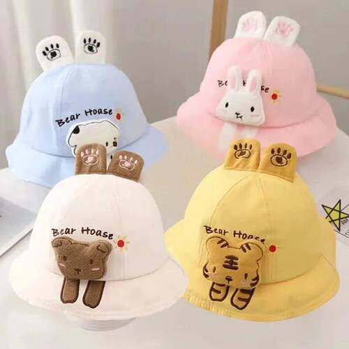 Cartoon Animal Ears Baby Bucket Hat Cute Soft Cotton Infant