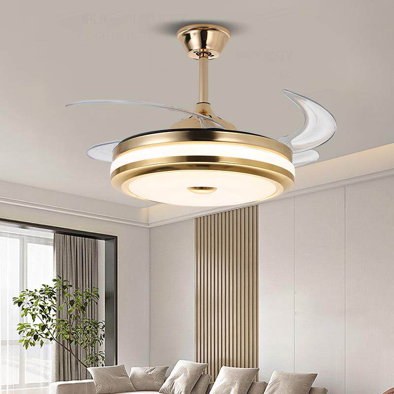吸顶隐形风扇2024年新款金色吊式全光谱客厅餐厅卧室电扇吊灯畅销