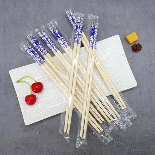 Blue and white porcelain printed disposable bamboo chopstick