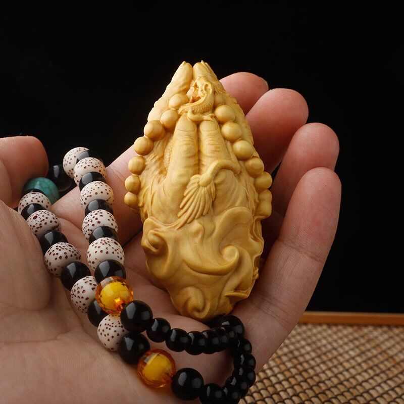 木雕手把件小叶黄杨木文玩手工艺品挂件佛手实木男士随时把玩物件