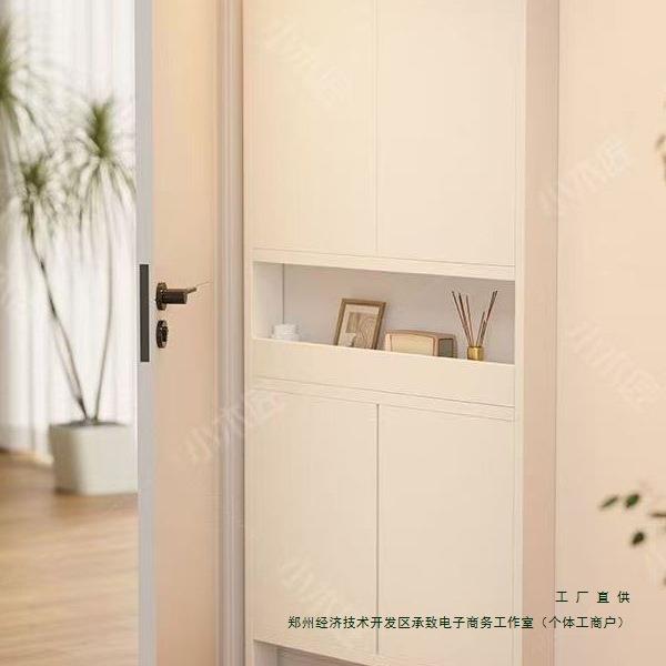 实木带门收纳柜书架门后置物架极窄免打孔卧室门后收纳柜