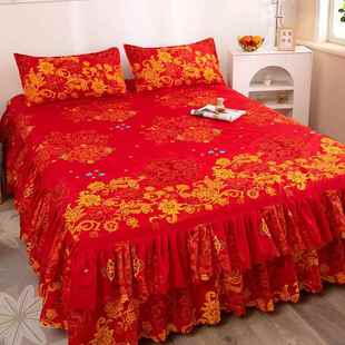 防滑纯棉单件全棉双层花边床单床裙床罩床套单件韩式 床单床盖床笠